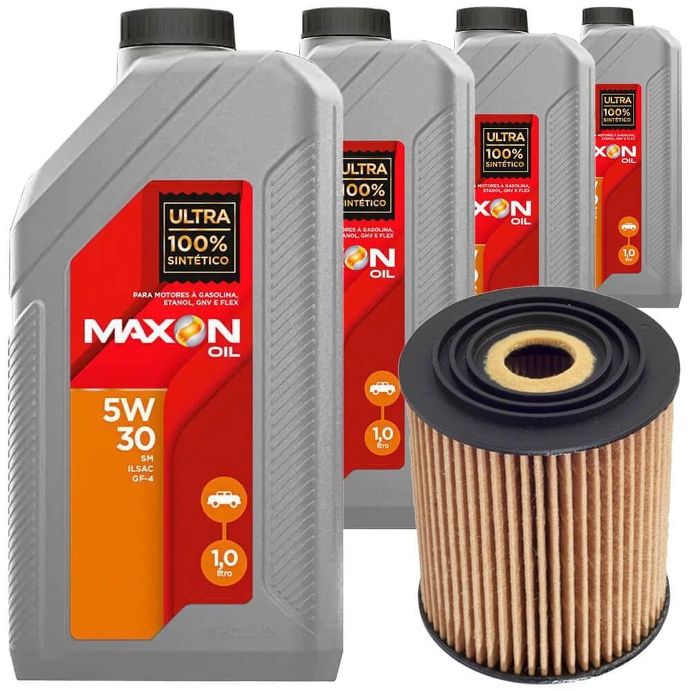 4 Óleo Sintético 5W30 Maxon e Filtro Óleo Tecfil Palio Flex