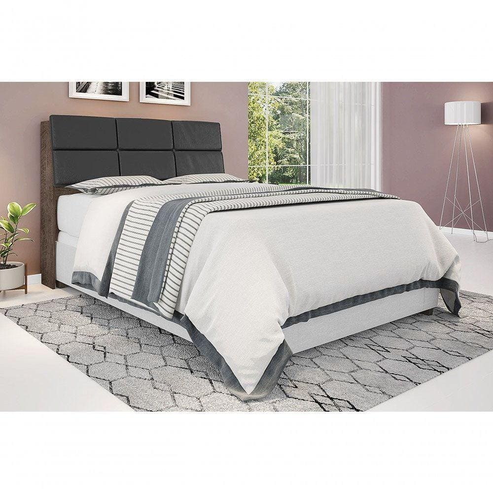 Cabeceira Box Casal 1,38 Chocolate Com Painel Class Preto