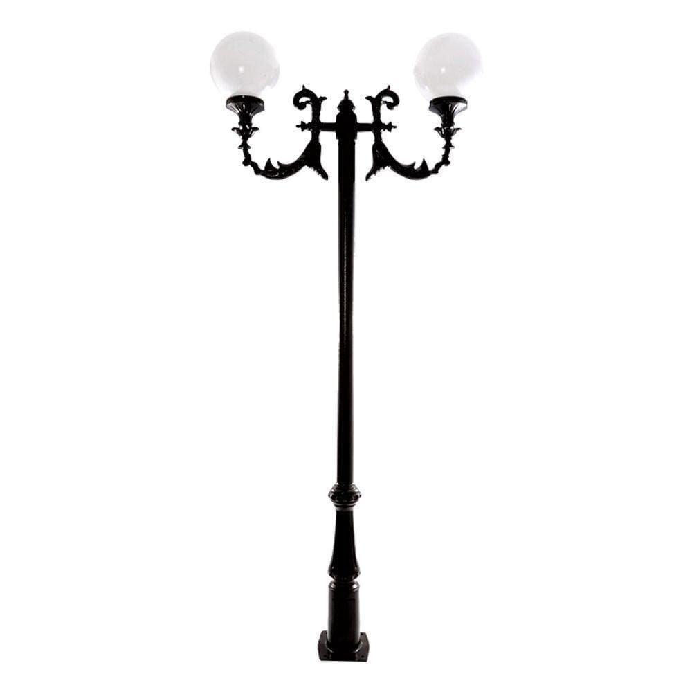 Poste Colonial De Jardim Vitória 02 Globos De Alumínio 275Cm