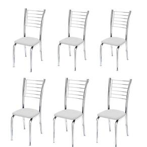 Conjunto 6 Cadeiras Cromadas Para Cozinha Kiara-corino Branco
