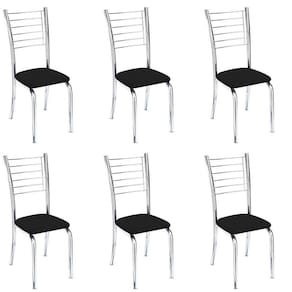 Conjunto 6 Cadeiras Cromadas Para Cozinha Kiara-corino Preto