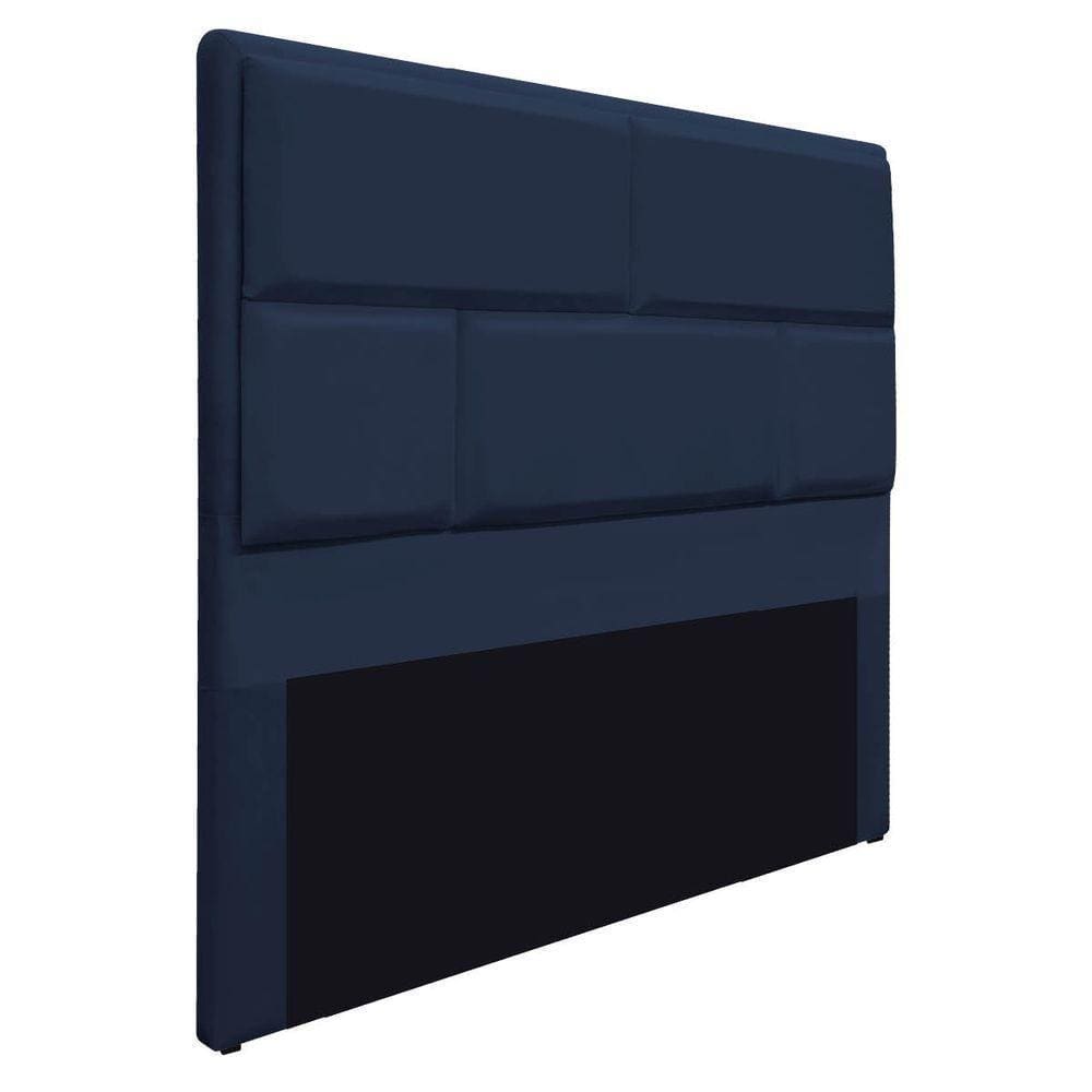 Cabeceira Solteiro Brick 90 Cm Cama Box Suede Azul Marinho
