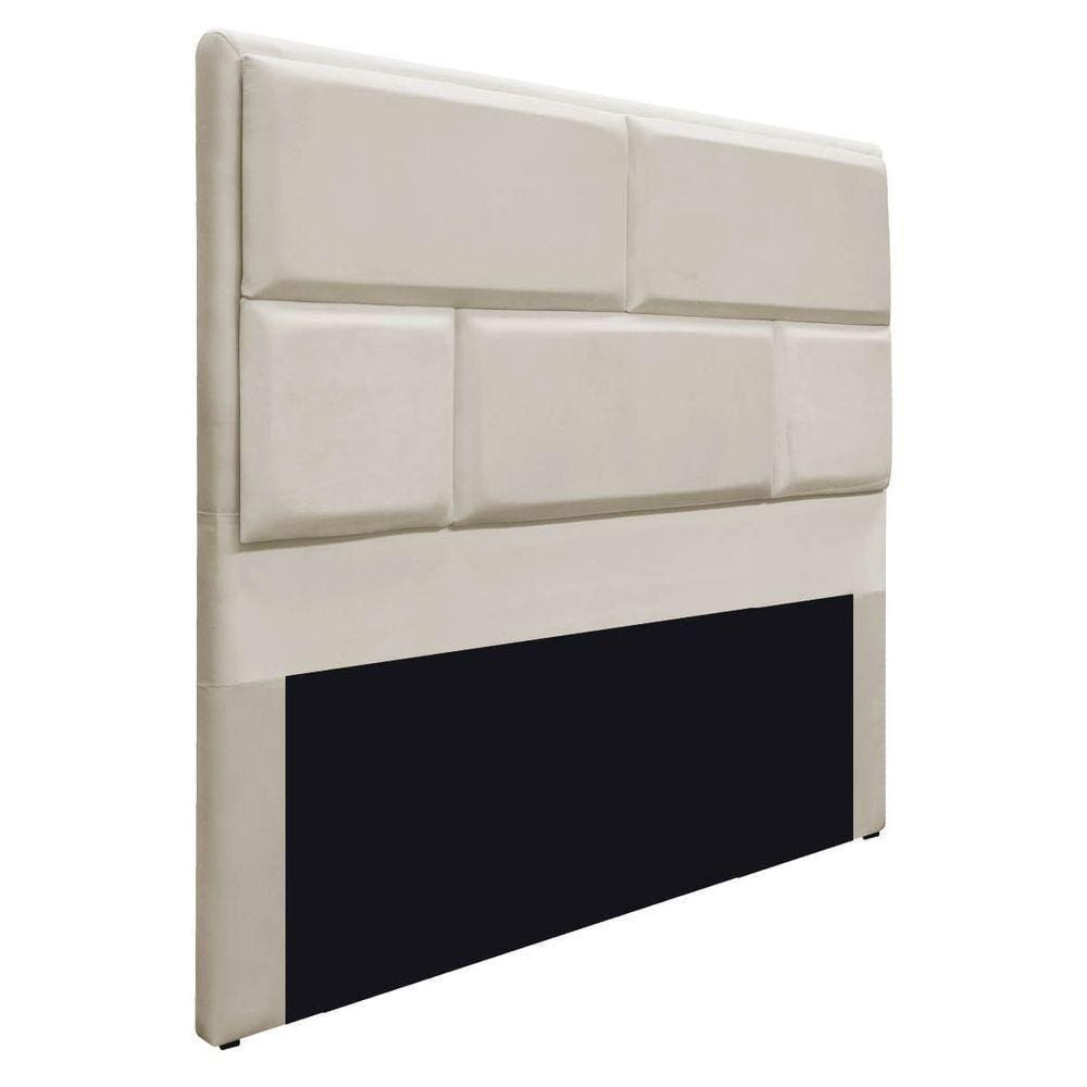 Cabeceira Casal Brick 140 Cm Cama Box Suede Bege