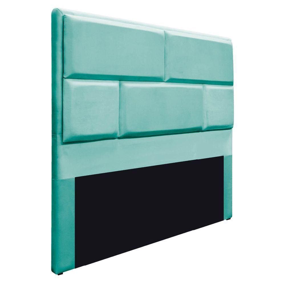 Cabeceira Casal Brick 140 Cm Cama Box Suede Azul Tiany