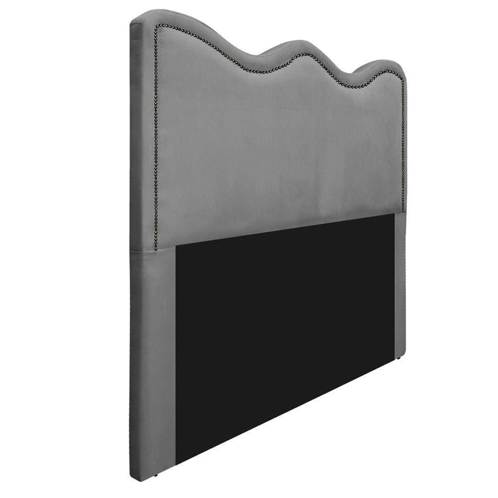 Cabeceira Casal Bari 140 Cm Cama Box Suede Cinza