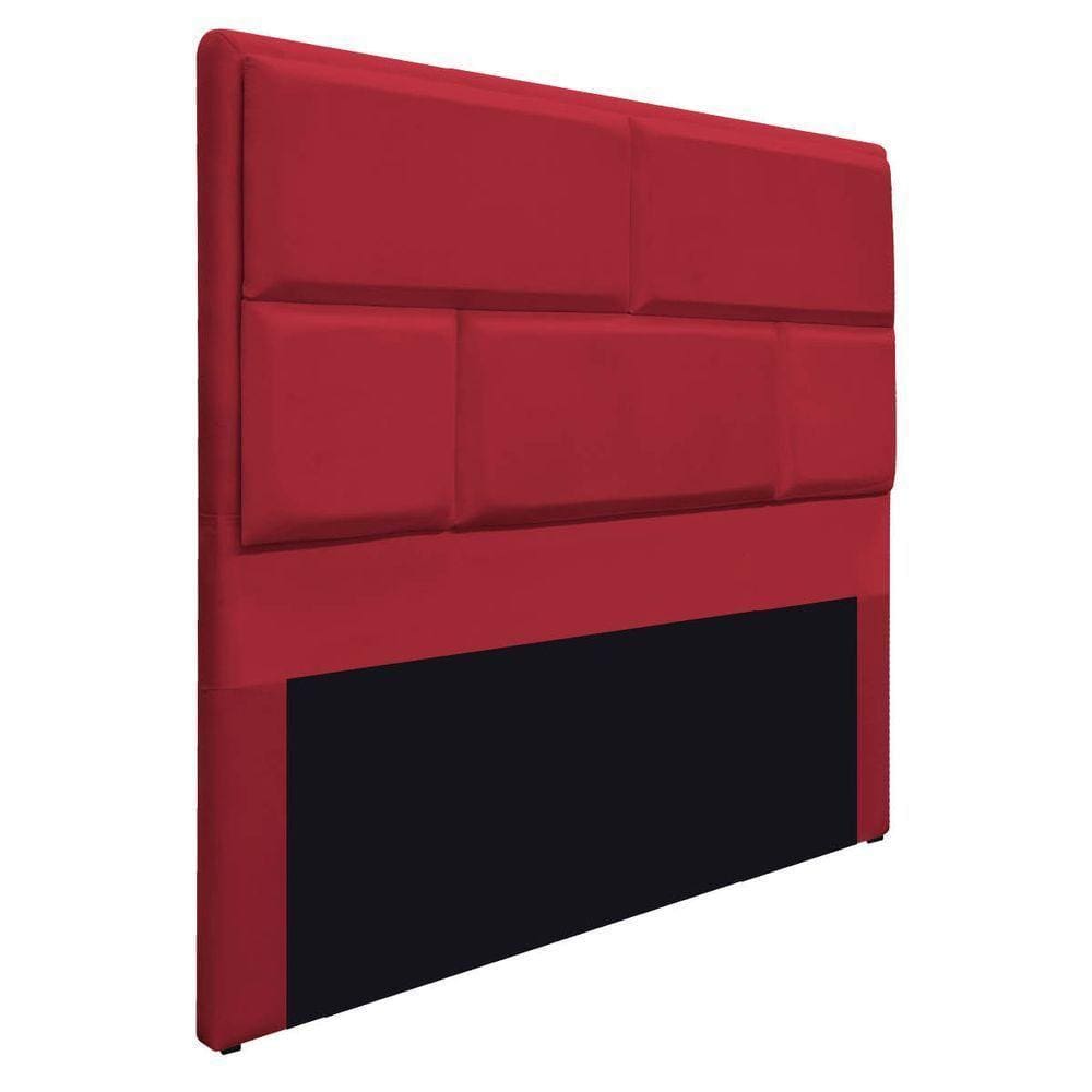 Cabeceira Solteiro Brick 90 Cm Cama Box Suede Vermelho