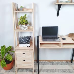 Conjunto Estante Vitória Com Nicho Gaveteiro Cor Natural