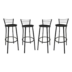 Conjunto 4 Banqueta Preta Alta Para Balcão Bancada Cozinha