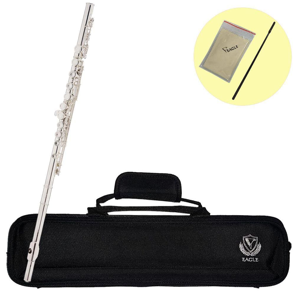 Flauta Eagle Fl03S Transversal Prateada Em Dó Com Estojo