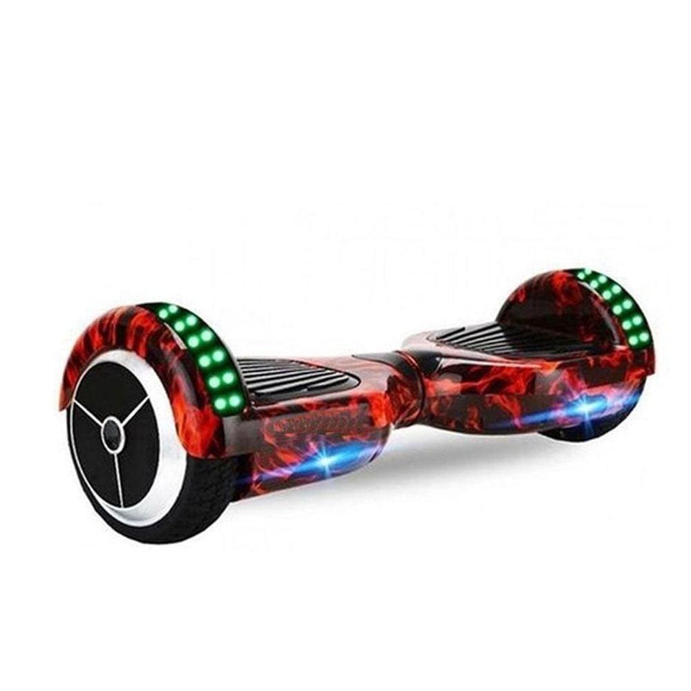 Hoverboard Skate Elétrico 6.5 Vermelho Fogo Led Bluetooth