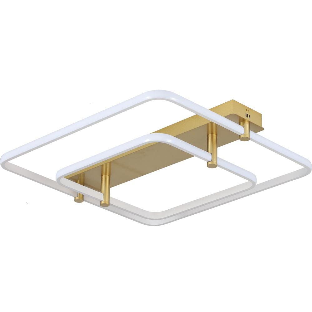Plafon Listo Led Quadrado 58Cmx58cm Branco E Dourado