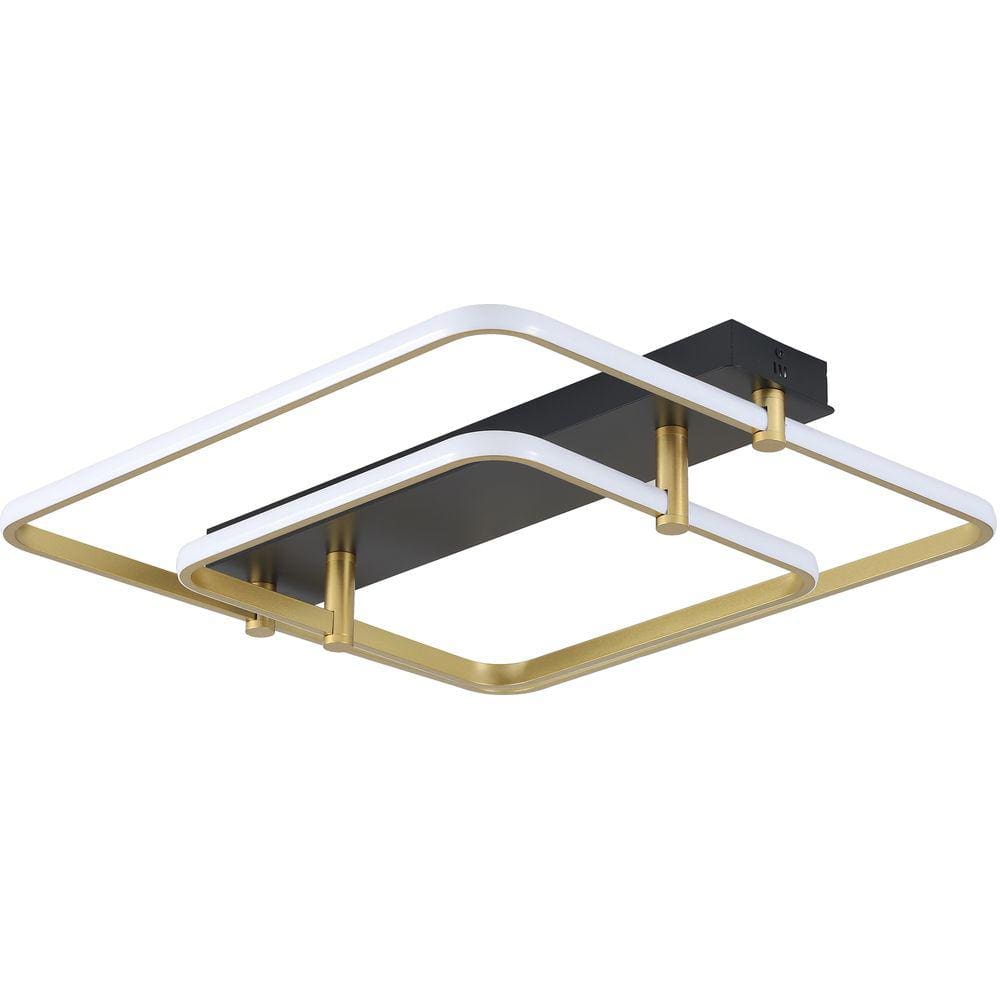Plafon Listo Led Quadrado 58Cmx58cm Preto E Dourado