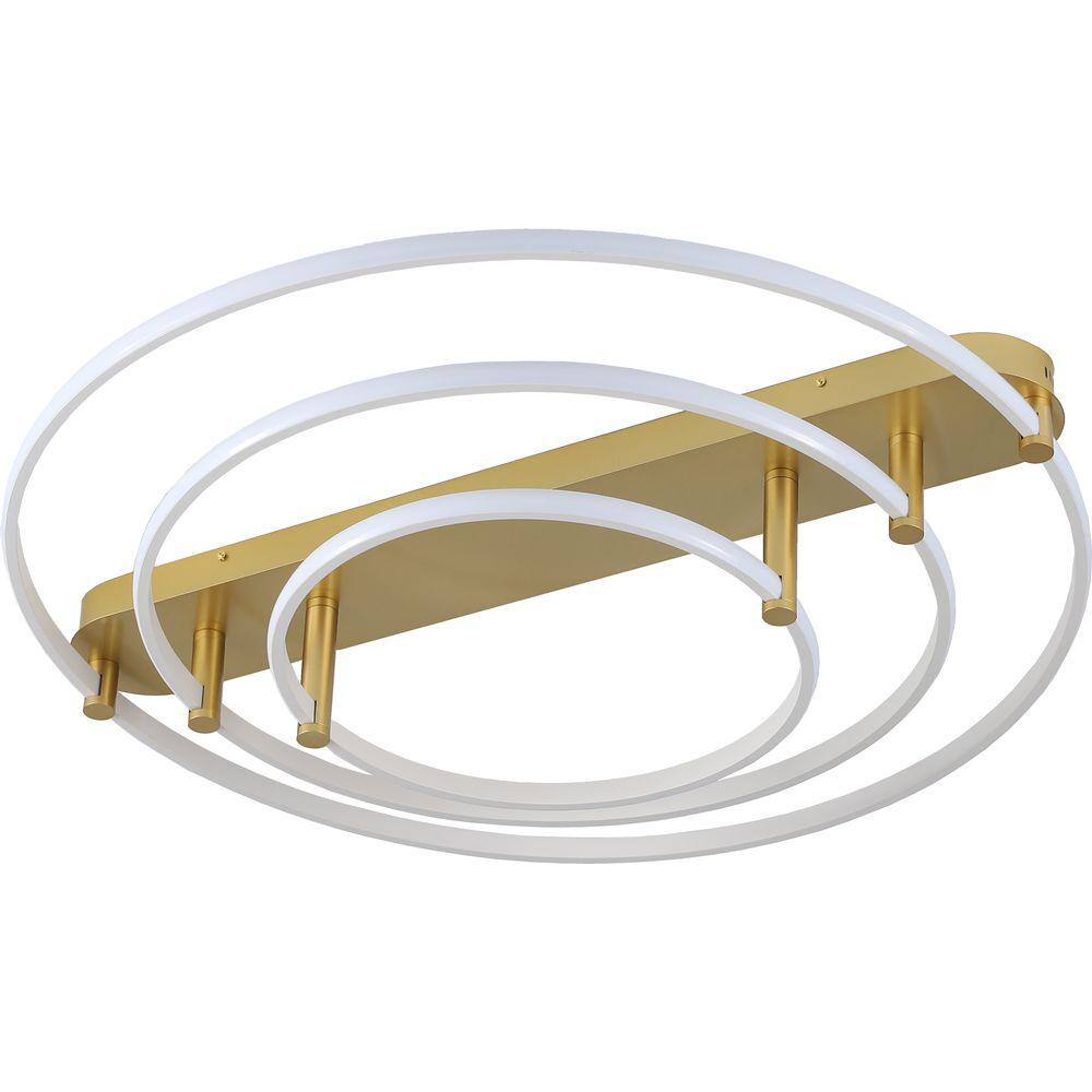 Plafon Listo Aneis Redondo Led Ø80/60/40Cm Branco E Dourado