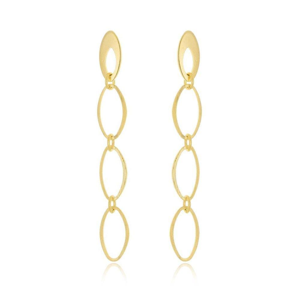 Brinco Elos Ovais Banhado A Ouro 18K