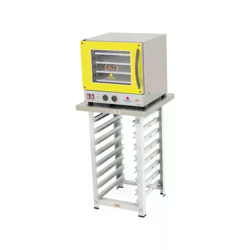 Kit - Forno Turbo Elétrico Fast Oven PRP-004 220V Amarelo + Bancada MES-004 - Progás