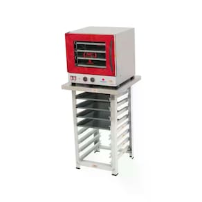 Kit - Forno Turbo Elétrico Fast Oven PRP-004 220V Vermelho + Bancada MES-004 + 4 Assadeiras - Progás