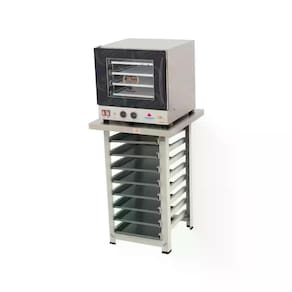 Kit - Forno Turbo Elétrico Fast Oven PRP-004 127v Preto + Bancada MES-004  + 8 Assadeiras - Progás