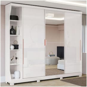 Guarda Roupa Casal 3 Portas De Correr 6 Gavetas Branco F542