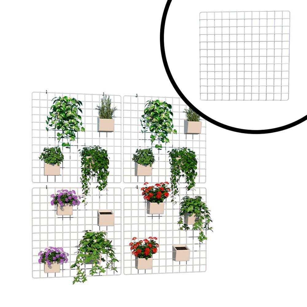 Tela Aramada para Jardim Vertical Horta Suspensa Floreira 60x60cm Branco Kit 4 Peças