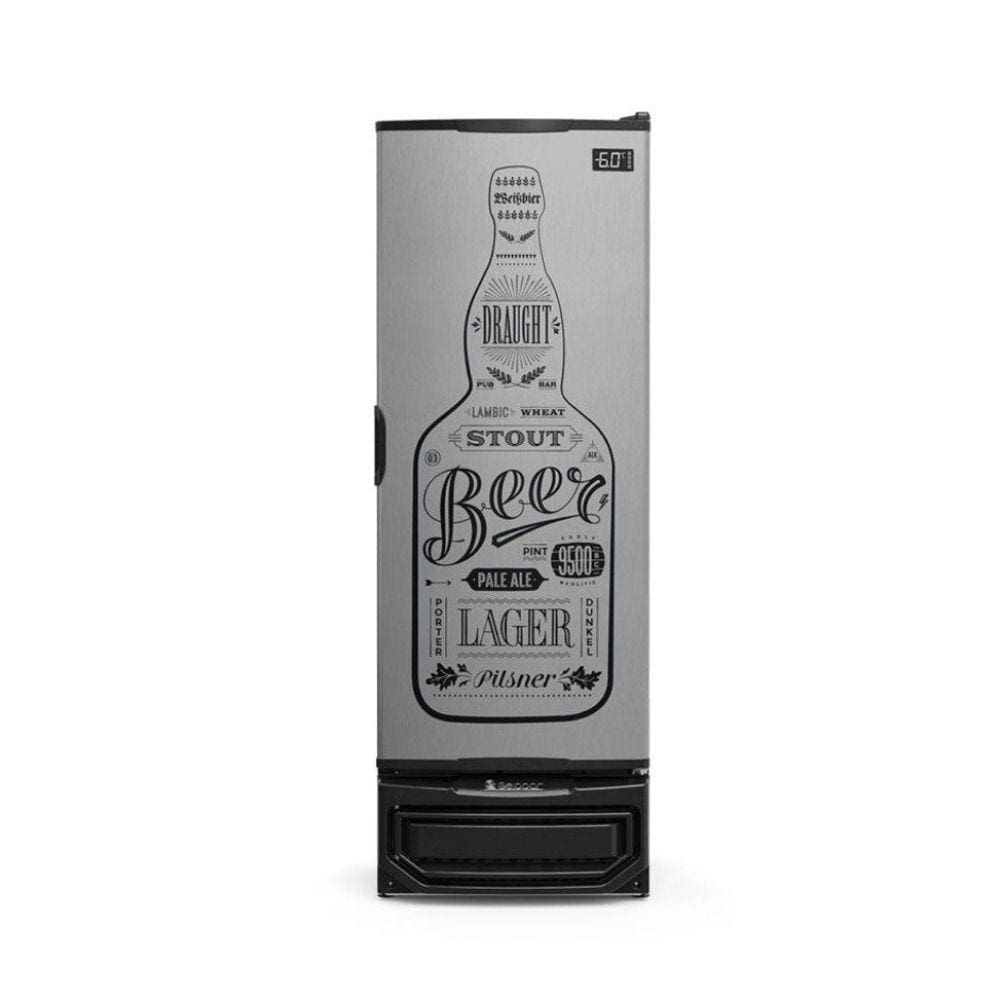 Cervejeira Gelopar 410 Litros 6 Caixas Porta Cega Adesivada Tipo Inox Preta GRBA-400 GW TI-220v