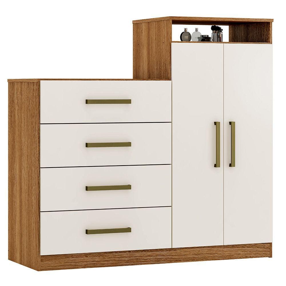 Cômoda 2 Portas 4 Gavetas Áurea Amêndola Touch Off White 4270 Demóbile