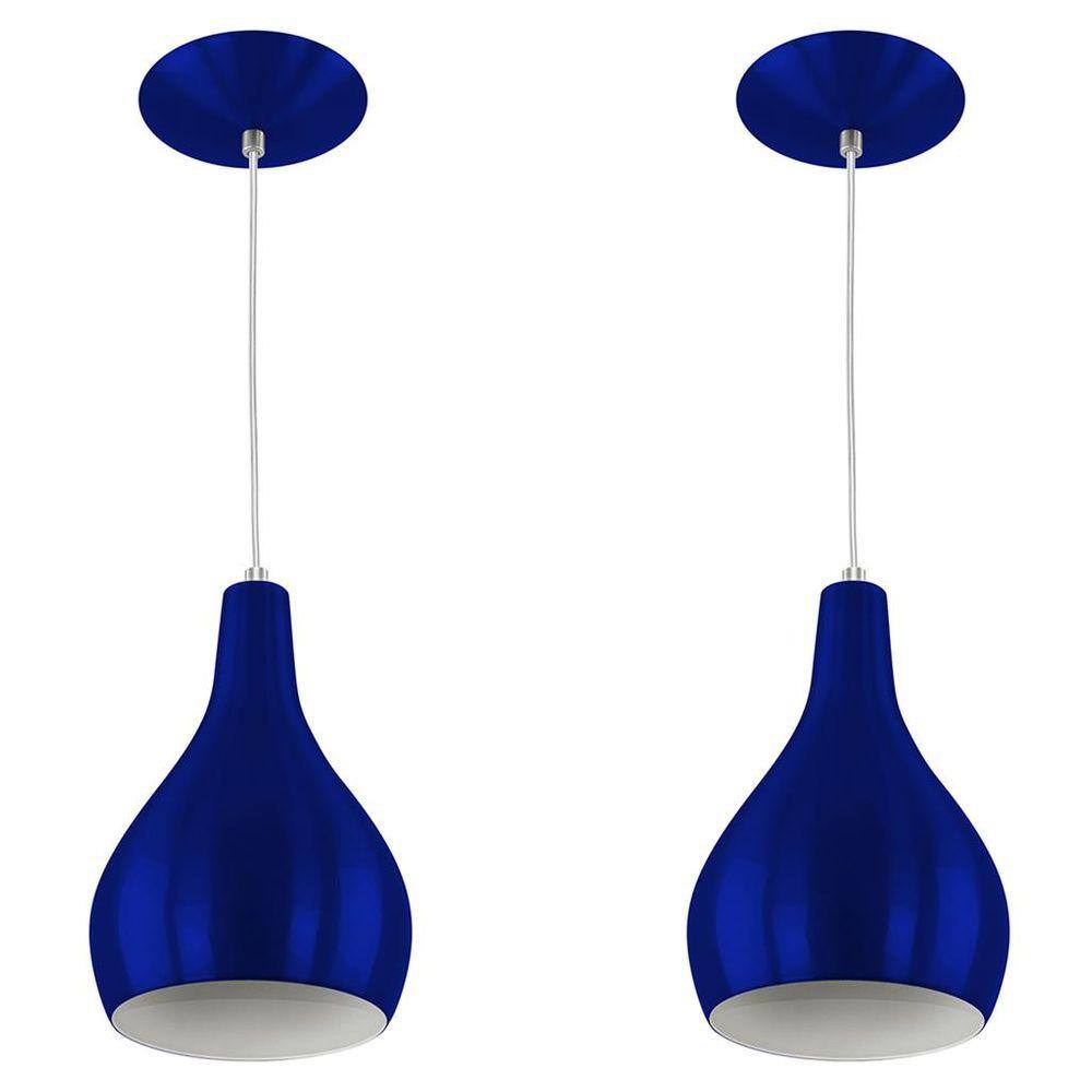 Kit 2 Pendentes Nepal Premium Gourmet Aluminio Azul Metalico