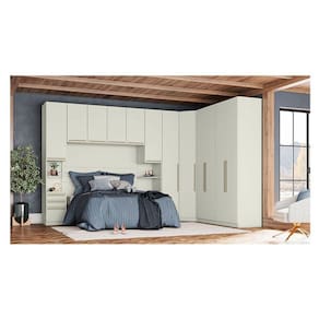 Quarto Modulado Casal Ambiente Composição 3.2 New Predileto 7 Peças Areia - Henn