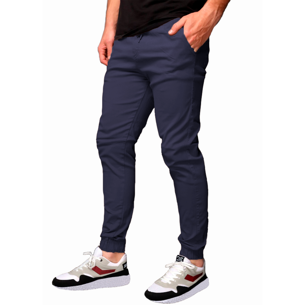 Calça Jogger Sarja Masculina Skinny Com Punho