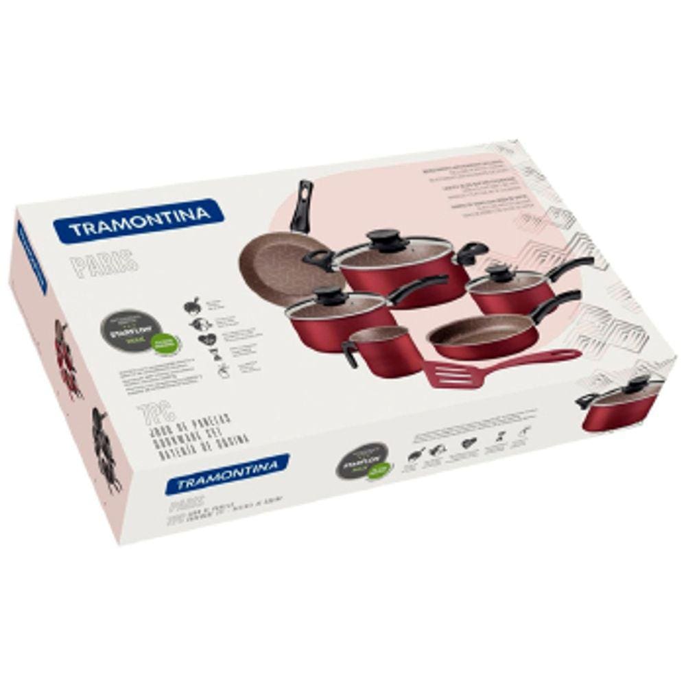 Jogo de Panelas Tramontina Paris 07 PCS - 28599/717 Vermelho