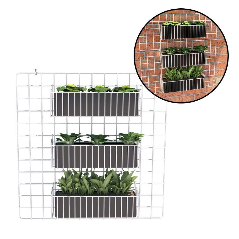 Horta Vertical Jardim Suspenso com Tela Aramada 60x60 e 3 Cestos Multiuso N3g Branco