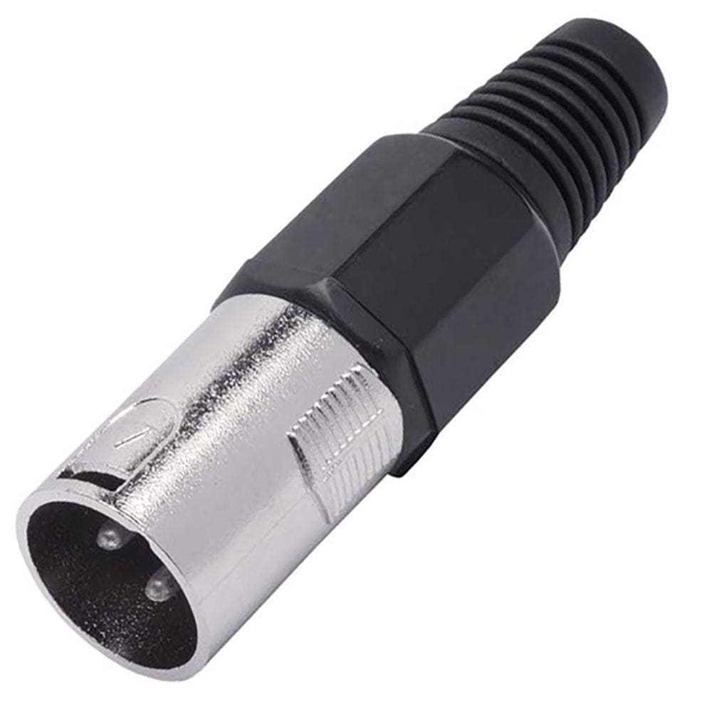 Conector Cannon de Microfone Macho Profissional Preto