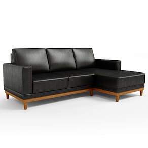 Sofá 200cm Com Chaise Esquerdo Kayrós Couríssimo D05 Preto - Mpozenato