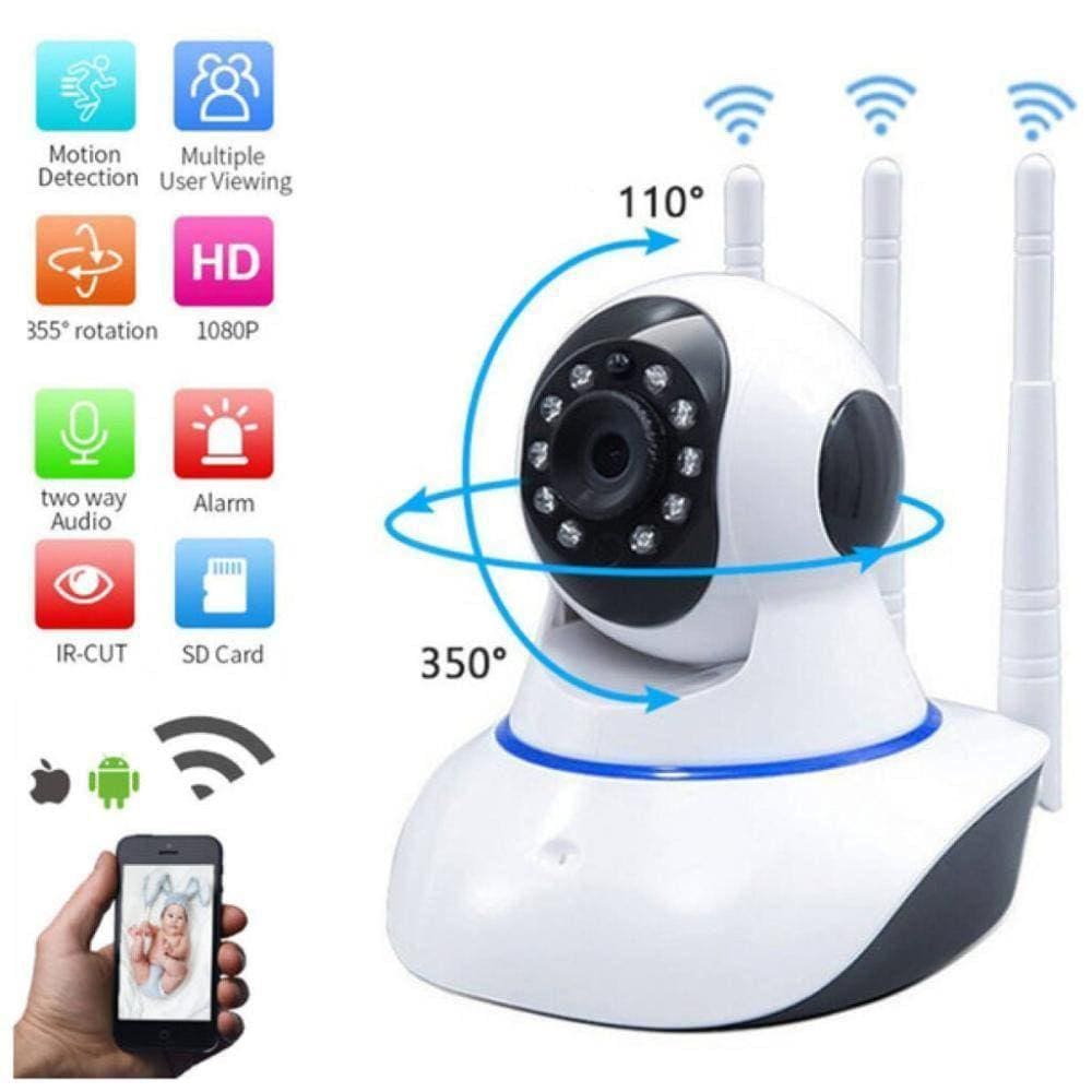 Câmera Ip Wifi Wireless Sem Fio Hd 3 Antenas Visão Noturna