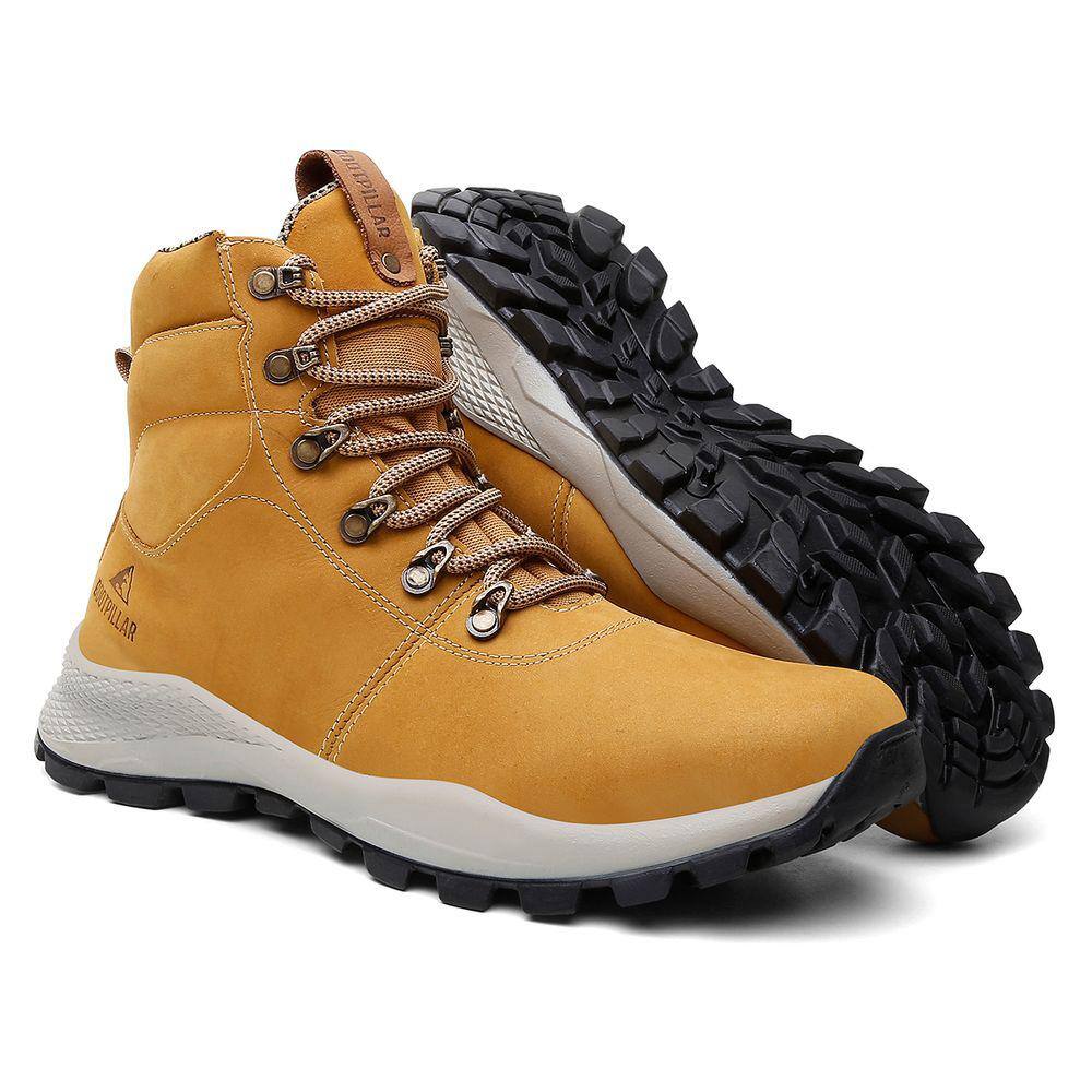 Bota Coturno Caterpillar Adventure Couro Legítimo + Palmilhas Gel. Unissex.  (34, Amarelo) : : Moda