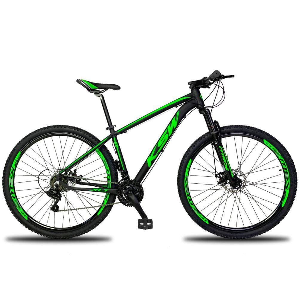 Bicicleta Ksw Xlt Disc H Aro 29 Susp. Dianteira 27 Marchas - Preto/verde