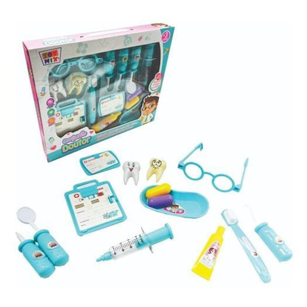 Brinquedo Kit Dentista Infantil Médico Doutor Didático - Azul