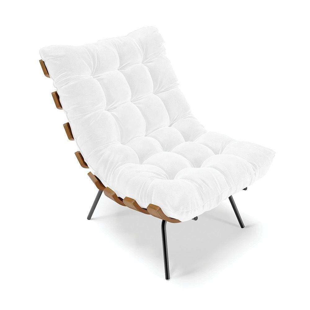 Poltrona Costela Corano Base Metálica Preto - D`Rossi Branco