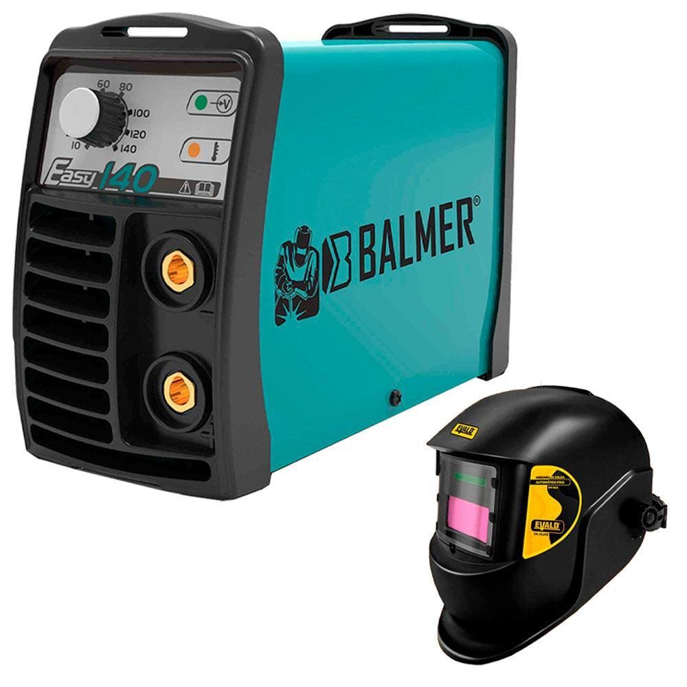 Kit Máquina de Solda Inversora 140A EASY 140 220V BALMER + Máscara de Solda Automática