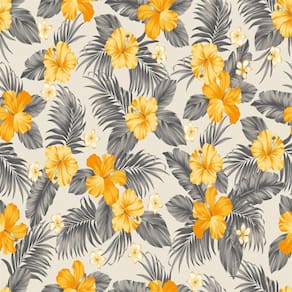 Tecido Impermeável Área Externa Acqua Summer 451 Floral Amarelo E Cinza