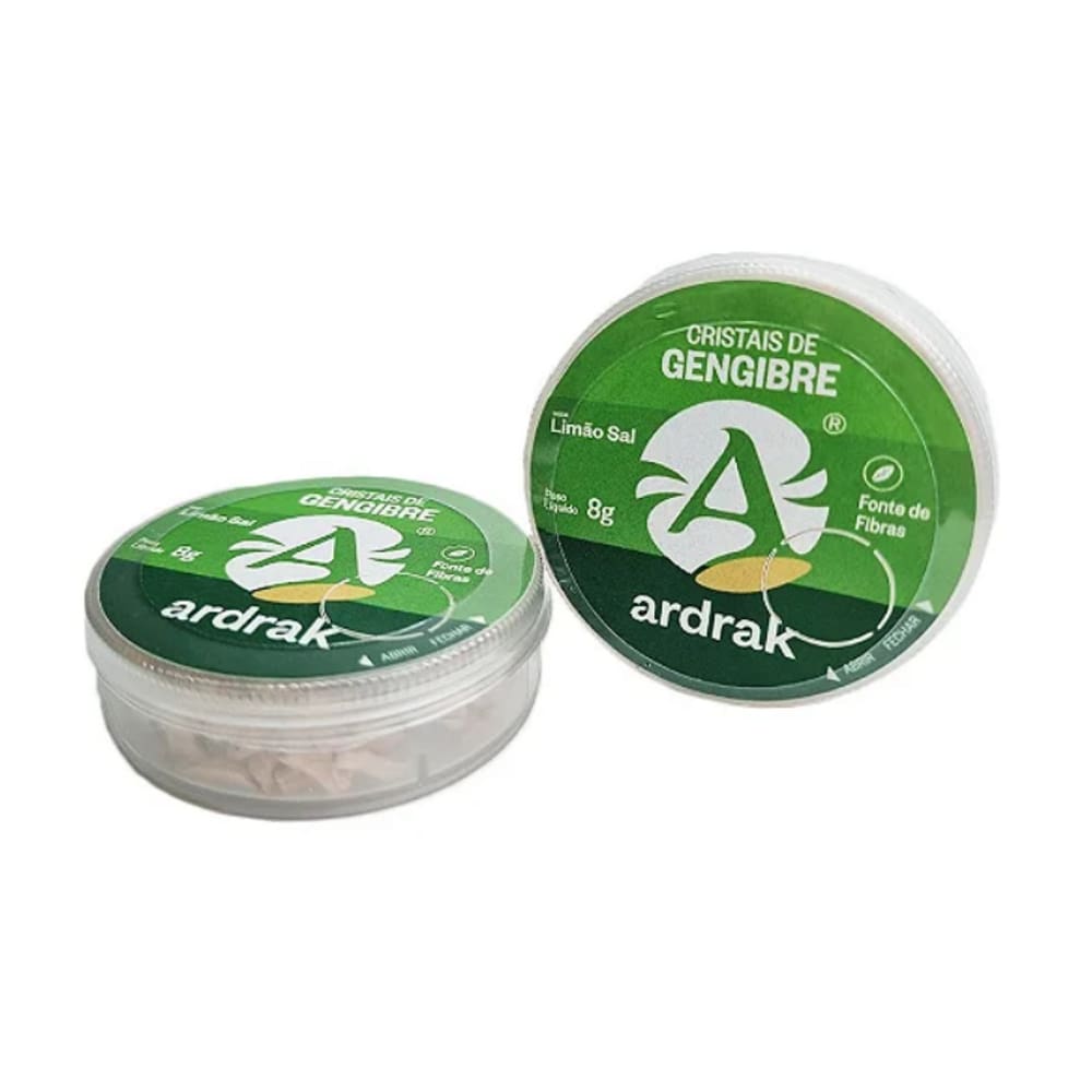 Cristais de Gengibre Limão e Sal pote com 8g - Ardrak