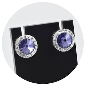 Brinco Prata 925 Zircônia Azul Cravejada 8mm - Ponte Vecchio