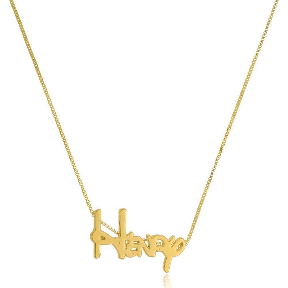 Colar Com Nome Letra Da Disney Folheado Em Ouro 18k