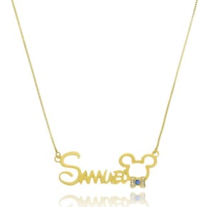 Colar Com Nome Mickey E Miney Folheado Em Ouro 18k