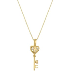 Colar Chave Com Zircônia E Inicial Dentro Folheada Em Ouro 18k