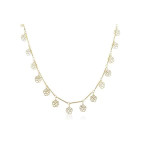 Colar Com Corrente Com Mini Flores Folheado Em Ouro 18k