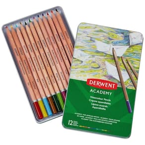 Lápis De Cor Aquarelável Academy Derwent 12 Cores