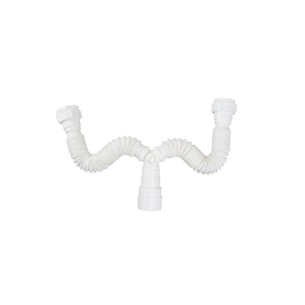 Sifão Sanfonado Duplo Universal Branco Plasbohn