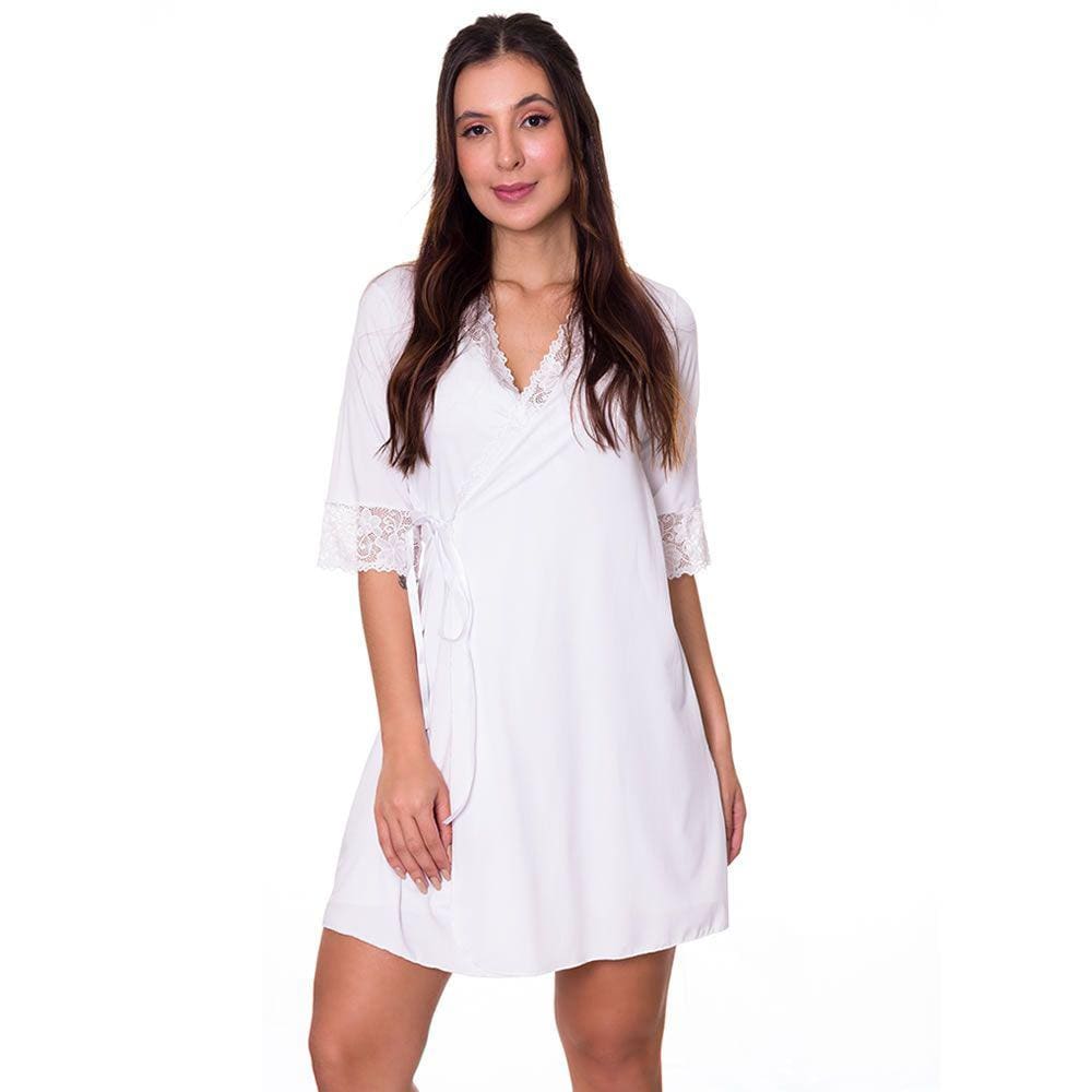 Robe Microfibra e Renda Hobby Roupão Confortável Dia a Dia Estilo Sedutor - VF45