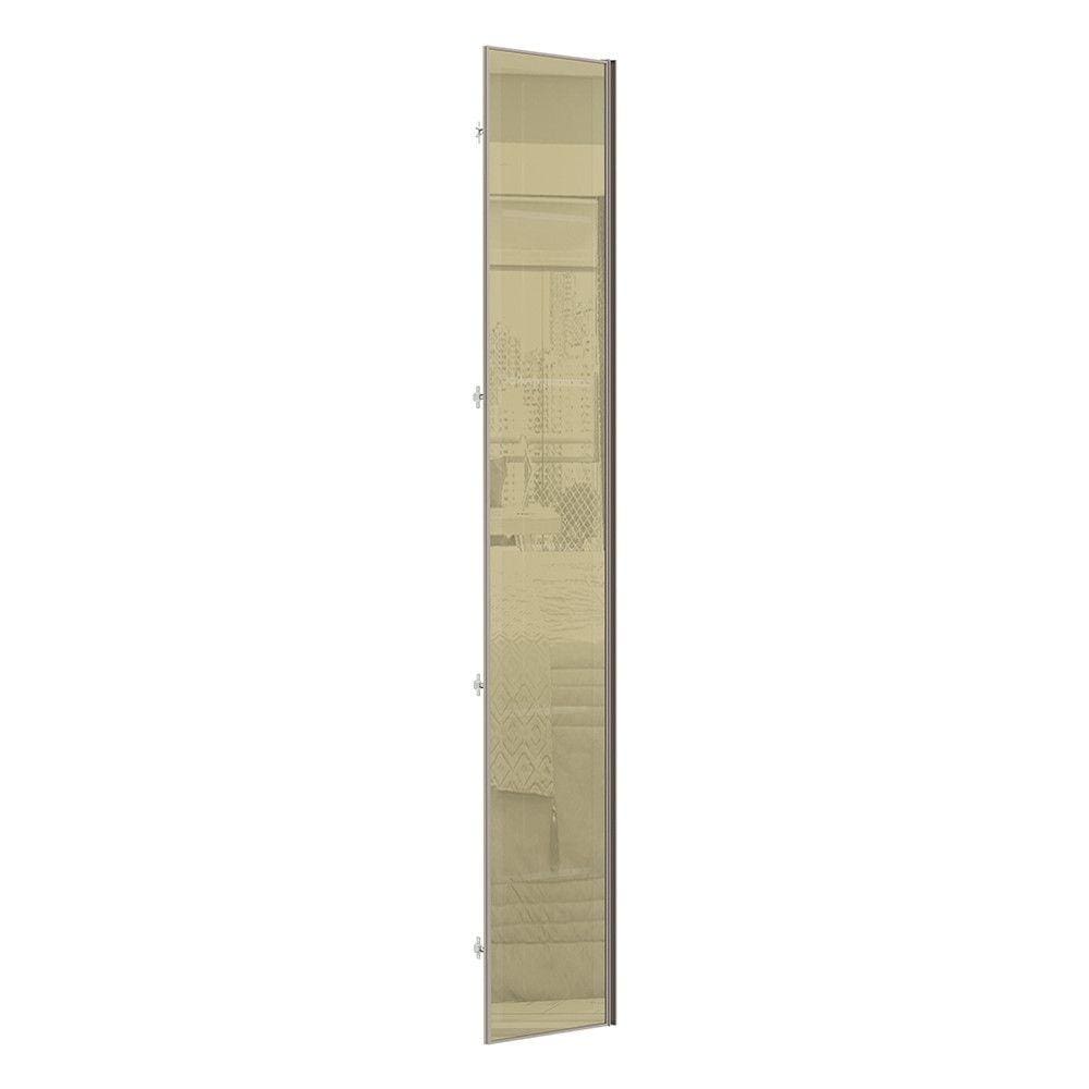 Porta para Roupeiro Closet Canto Individual 40cm Puxador Perfil Champagne com Vidro Luciane Móveis