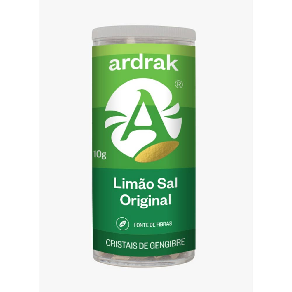 Cristais de Gengibre Limão e Sal Tubo com 10g - Ardrak